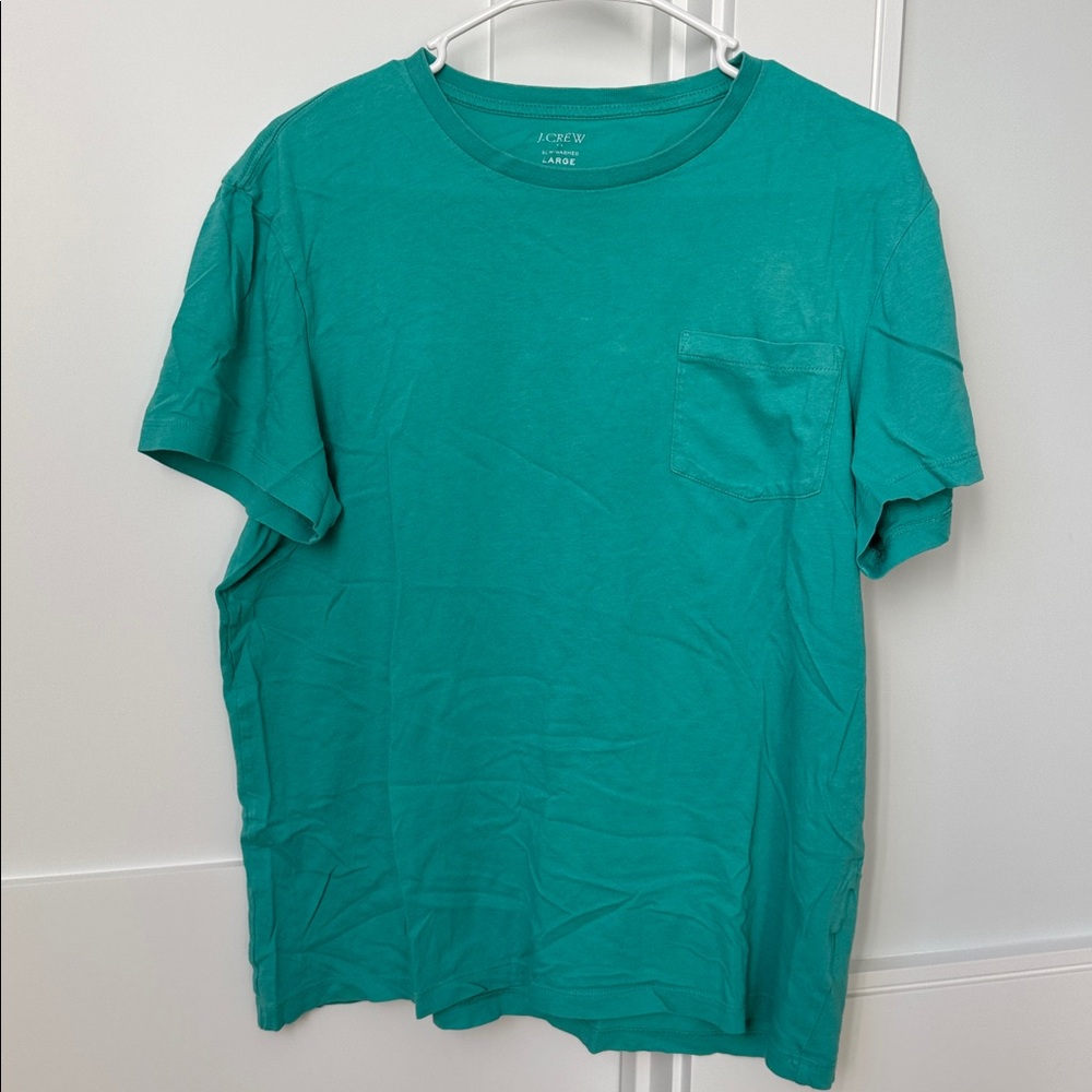 J. Crew Men's Aqua Teal Cotton Short Sleeve Tee Size Large